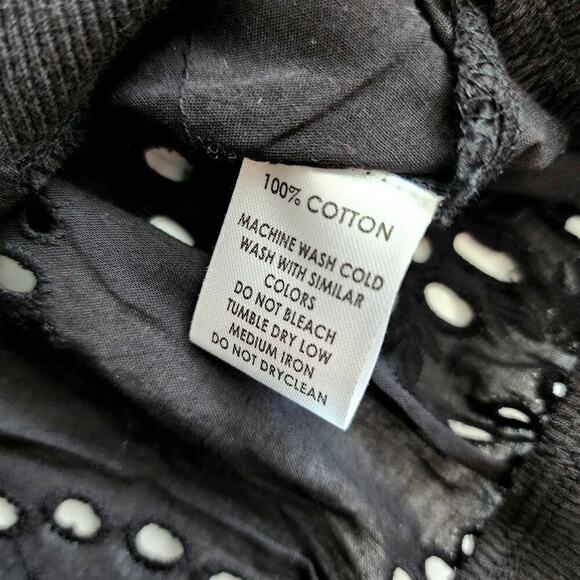 Broadway 38 Black Cotton Floral Pointelle Knit Jacket Size Small - Picture 6 of 8